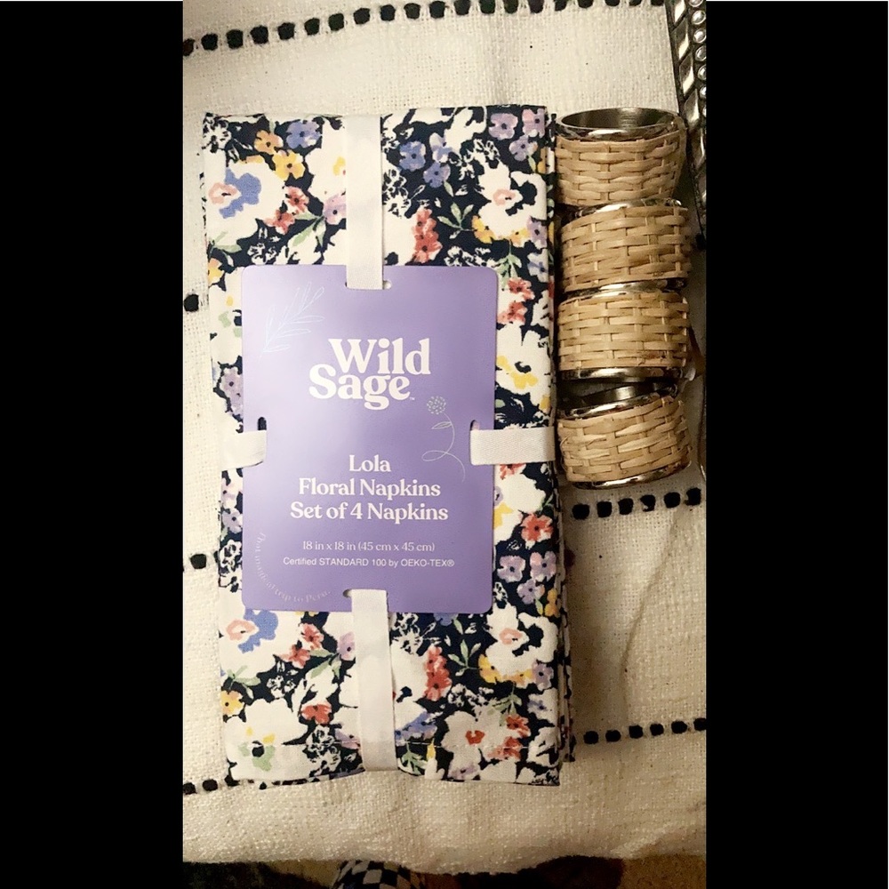 Cloth napkins wild sage and napkin rings